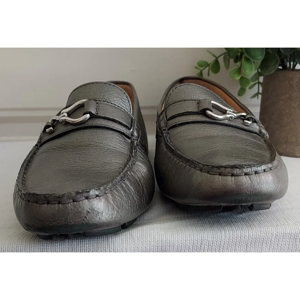 Cole Haan Loafers Women's US 7 Gray Leather Pebble Grain‎ Slip-On Shoes N Air